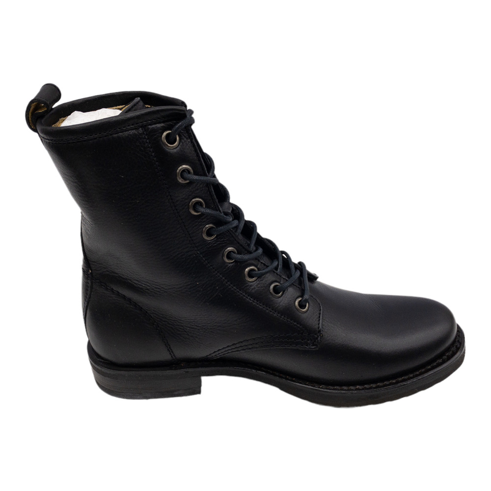 Frye Black Veronica Leather Lace Up Heeled Combat Boots 6.5 - Picture 4 of 12